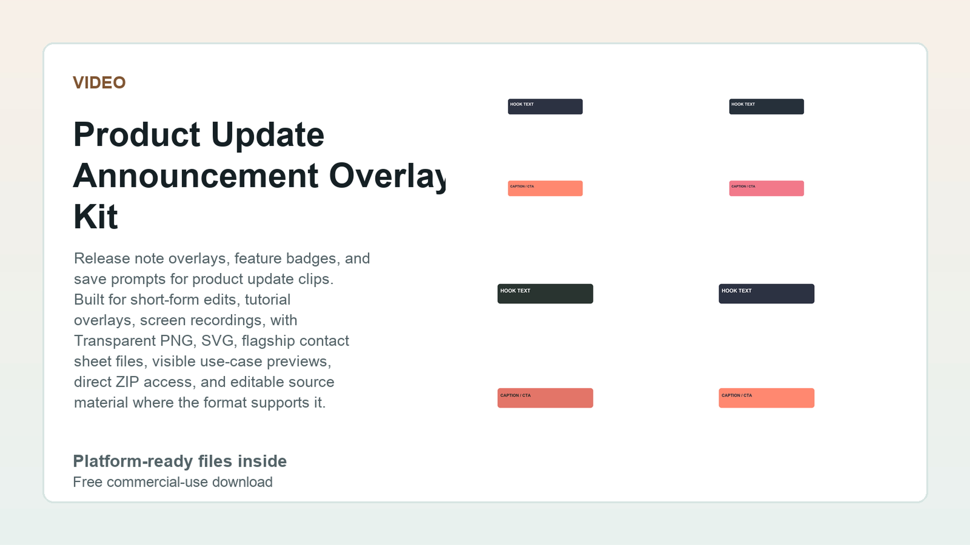 Product Update Announcement Overlay Kit preview