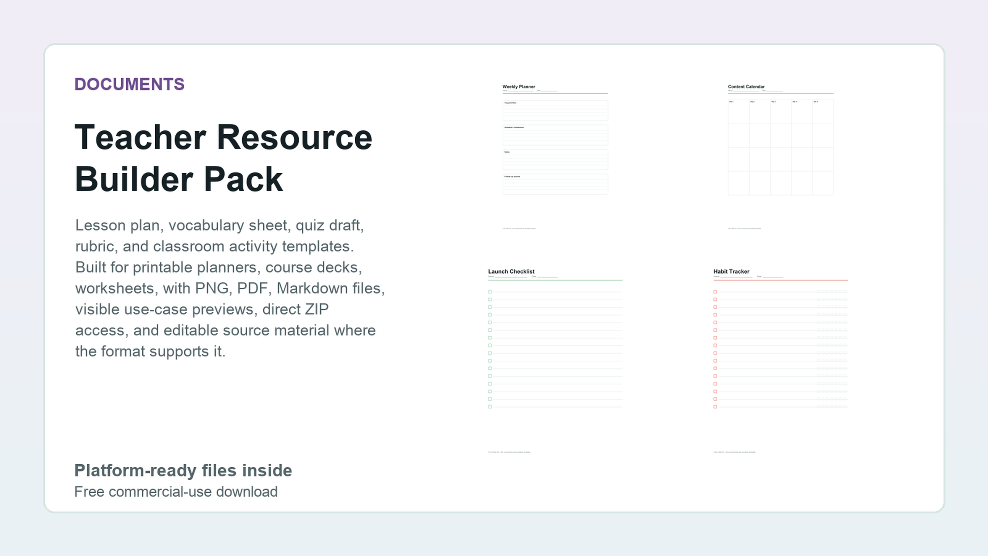 Teacher Resource Builder Pack