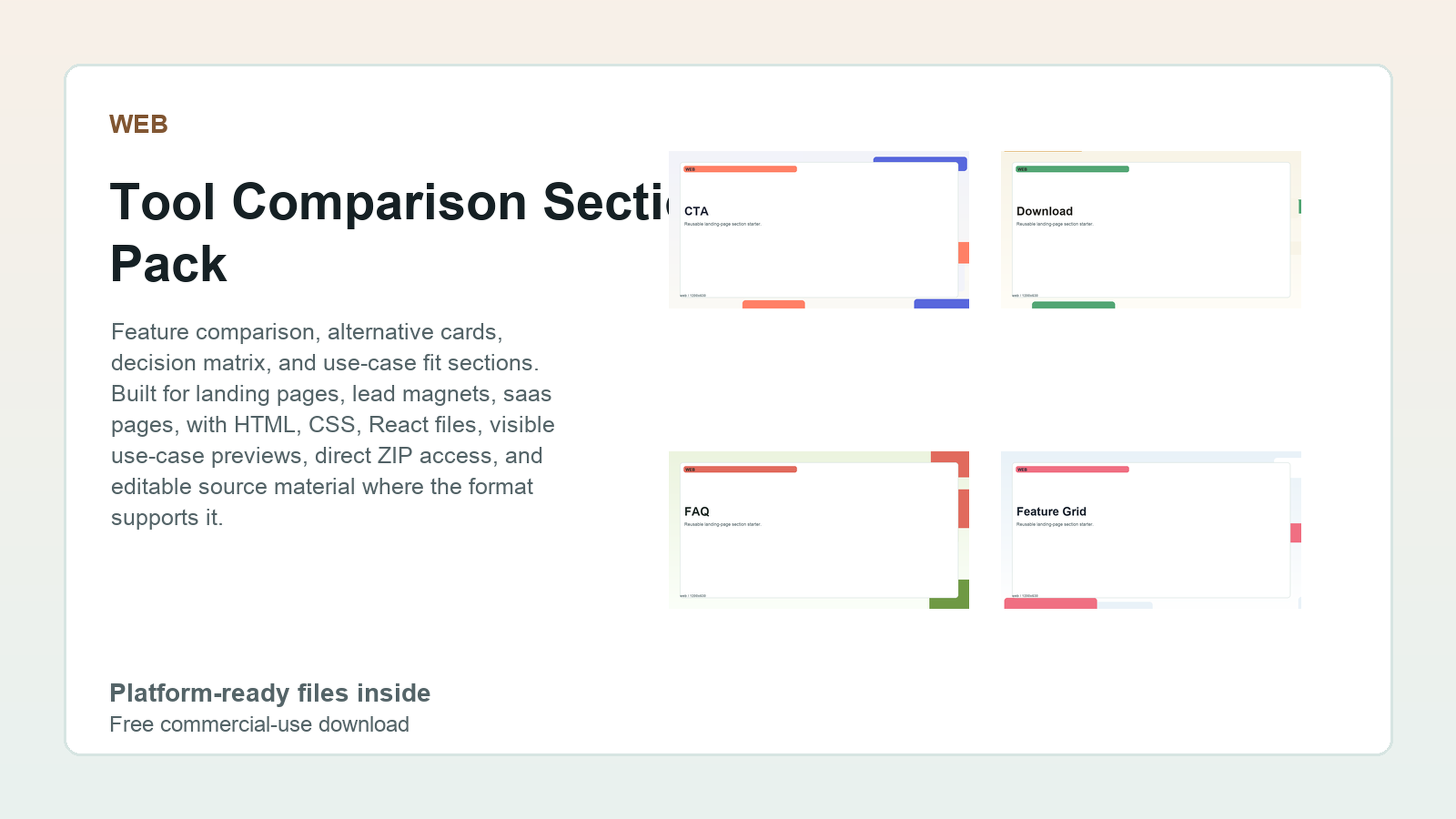 Tool Comparison Section Pack preview