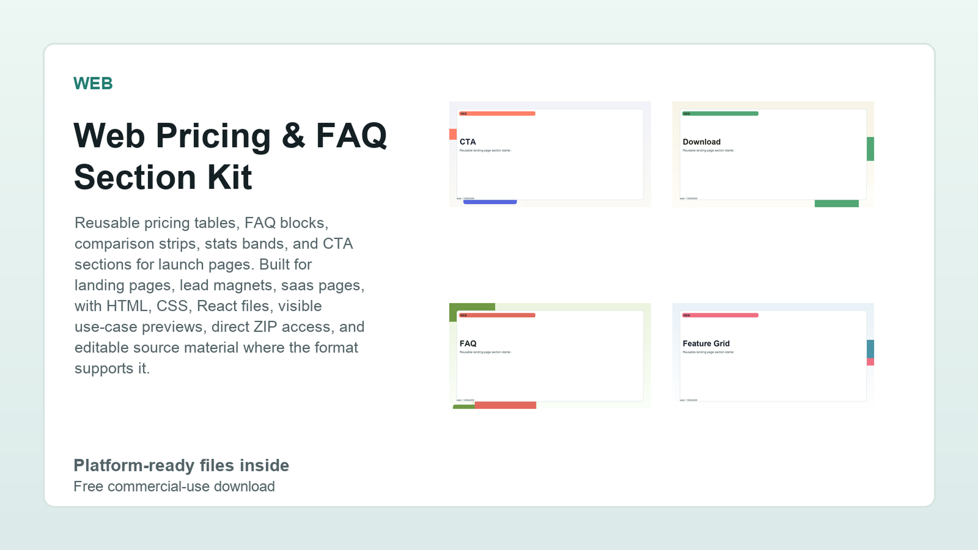Web Pricing & FAQ Section Kit